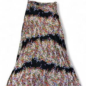 jane & Hudson Women's Boho double slit flowy maxi skirt